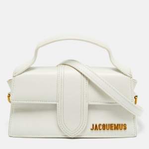 مملوكة مسبقًا Jacquemus Le Bambino Mini White Leather Top Handle Bag