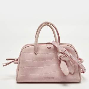 مملوكة مسبقًا Jacquemus Le Turismo Petit Pink Croc Embossed Suede Satchel