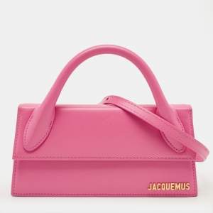 Pre Owned Jacquemus Le Chiquito Long Pink Leather Top Handle Bag