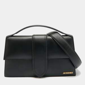 مملوكة مسبقًا Jacquemus Le Bambinou Black Leather Top Handle Bag