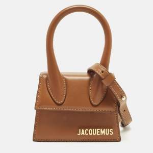 Pre Owned Jacquemus Le Chiquito Mini Brown Leather Top Handle Bag