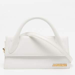 مملوكة مسبقًا Jacquemus Le Chiquito Long White Leather Top Handle Bag