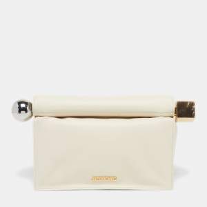 Pre Owned Jacquemus La Rond Carré Ivory Leather Pochette