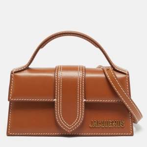 Pre Owned Jacquemus Le Bambino Mini Brown Leather Top Handle Bag