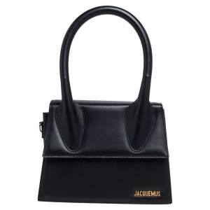Jacquemus Black Leather Grand Le Chiquito Top Handle Bag