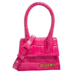 Jacquemus Pink Croc Embossed Leather Le Chiquito Mini Bag