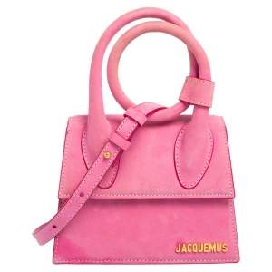 Jacquemus Pink Nubuck Leather Le Chiquito Noeud Top Handle Bag