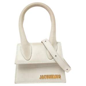 Jacquemus Off White Croc Embossed Leather Le Chiquito Bag