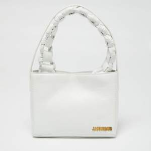 Jacquemus White Leather Le Petit Sac Noeud Tote