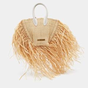 Jacquemus Beige/White Straw  Let Petite Baci Tote