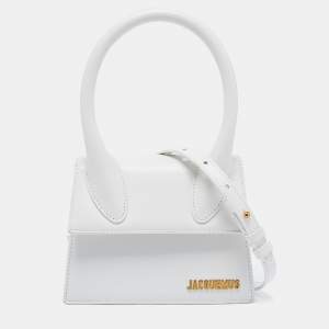 Jacquemus White Leather Le Chiquito Top Handle Bag