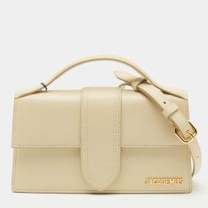 Jacquemus Cream Leather Le Bambino Shoulder Bag