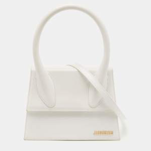 Jacquemus White Leather Grand Le Chiquito Top Handle Bag