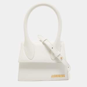 Jacquemus White Leather Le Chiquito Top Handle Bag
