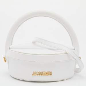 Jacquemus White Leather La Boite A Gateaux Top Handle Bag