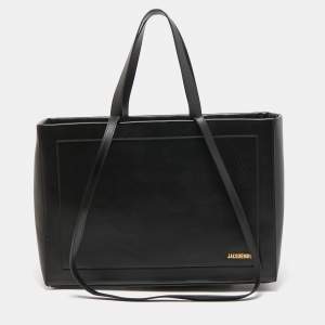 Jacquemus Black Leather Le Cabas Neve Tote