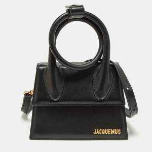 Jacquemus Black Leather Le Chiquito Noeud Top Handle Bag