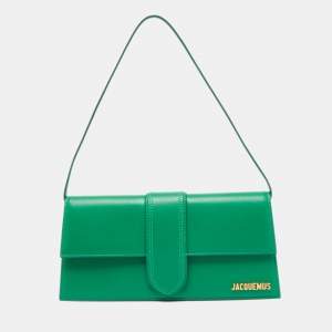 Jacquemus Green Leather Le Bambino Long Shoulder Bag
