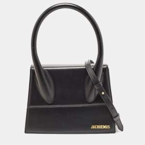 Jacquemus Black Leather Grand Le Chiquito Top Handle Bag