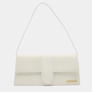 Jacquemus White Leather Le Bambino Long Shoulder Bag