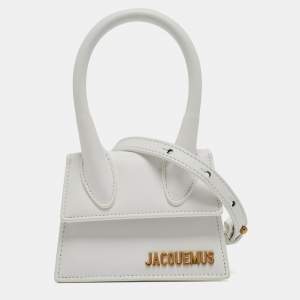 Jacquemus White Leather Mini Le Chiquito Top Handle Bag
