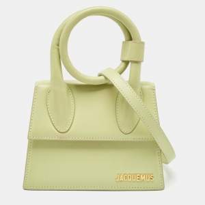 Jacquemus Green Leather Le Chiquito Noeud Top Handle Bag