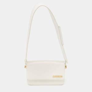 Jacquemus White Leather Le Carinu Logo Shoulder Bag