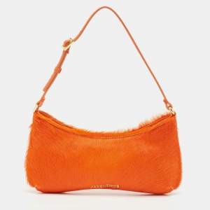 Jacquemus Orange Calf Hair and Leather Le Bisou Baguette Bag