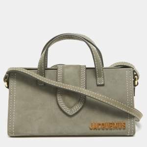 Jacquemus Grey Nubuck Leather Le Porte Lunettes Triangle Bag