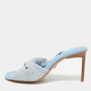 Jacquemus Blue/Grey Fabric and Leather La Banana Sandals Size 39