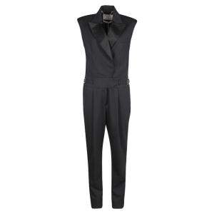 Jason Wu Black Silk Lapel Sleeveless Tuxedo Jumpsuit S