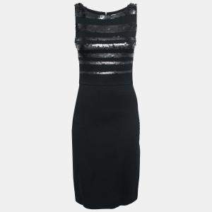 Jason Wu Black Jersey Sequin Embellished Sleeveless Sheath Dress S