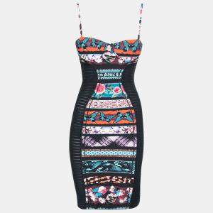 Jean Paul Gaultier Soleil Multicolor Printed Bustier Bodycon Dress XS