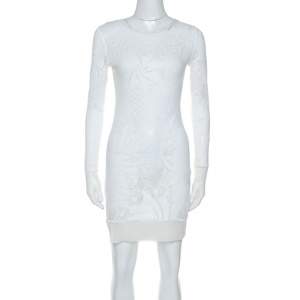 Jean Paul Gaultier Soleil White Stretch Lace Sheer Dress L