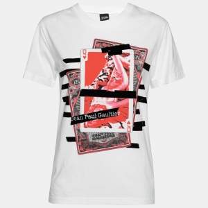 Jean Paul Gaultier White Printed Cotton Short Sleeve Crewneck T-Shirt L