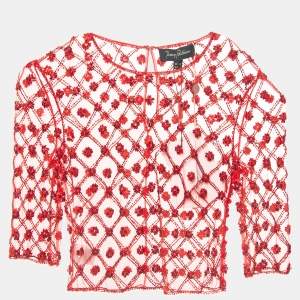 Jenny Packham Robin Red Embroidered Tulle Blouse S