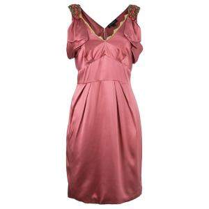 Jenny Packham Coral Embellished Silk Dress M