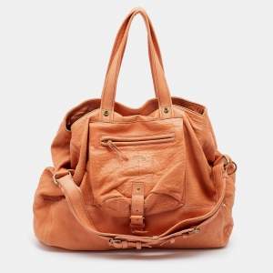 Jerome Dreyfuss Orange Leather Billy Tote