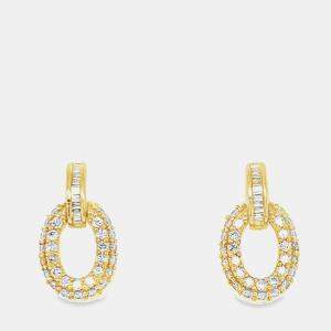 مملوكة مسبقًا 14K Yellow Gold Diamond Door Hoop Drop Earrings (1.20ctw)