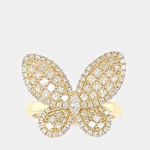 18K Yellow Gold Butterfly Diamond Ring (1.25ctw)