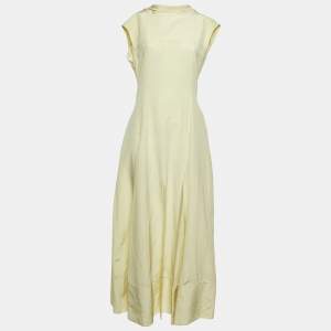 Pre Owned Jil Sander Yellow Linen Blend Open Back Maxi Dress S