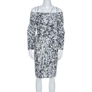 Jil Sander Monochrome Cotton Off Soulder Risiko Dress XL