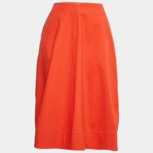 Jil Sander Orange Cotton Midi Skirt M