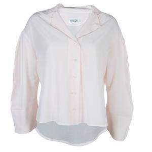 Jil Sander Pale Pink Long Sleeve Oversized Silk Blouse S