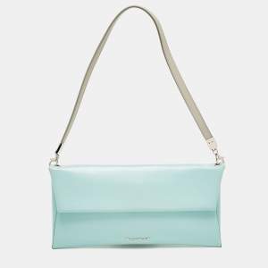 Jil Sander Light Blue Leather Clutch Shoulder Bag