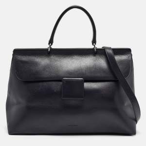 Jil Sander Dark Purple Leather Flap Top Handle Bag