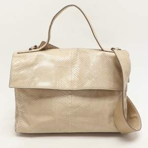 Jil Sander Beige Python Top Handle Bag
