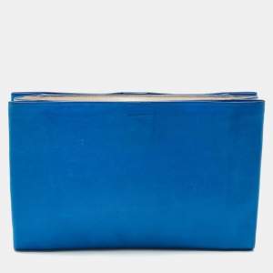 Jil Sander Blue/Off White Leather Triple Compartment Clutch