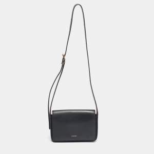 Pre Owned Jil Sander Black Leather Flap Sling Shoulder Bag