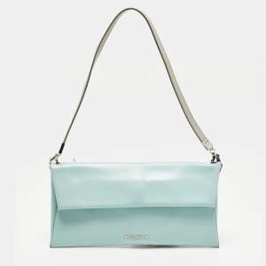 Pre Owned Jil Sander Blue/Grey Leather Flap Clutch Bag